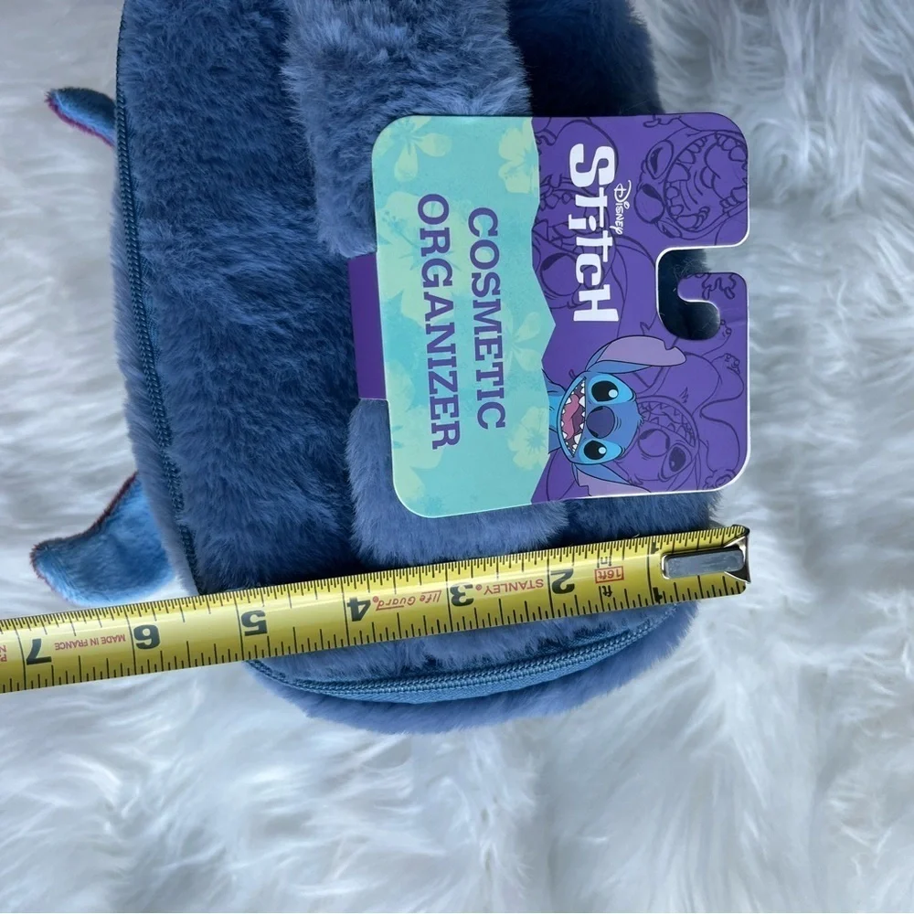 🆕 Disney Stitch Fluffy Blue Travel Cosmetic Bag Unisex Adults